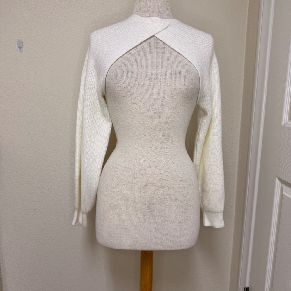Open Edit Cream Sweater Shrug - Knit Long Sleeves Size M